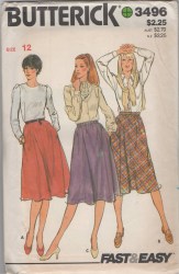 3496 EZ ELASTIC WAIST LONGER FLARE SKIRT PATTERN 16 30'' WST